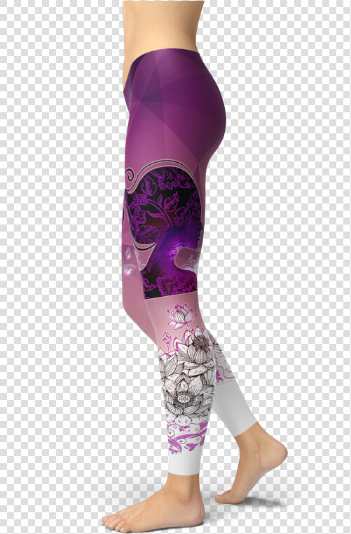 Girl Silhouette Lotus Flower Leggings Ombre Yoga Gym   Sportswear  HD Png DownloadTransparent PNG