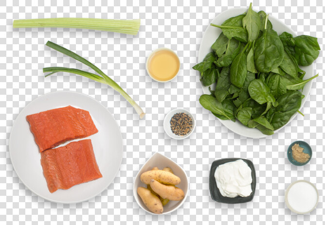 Seared Salmon  amp  Green   Top View Garlic Png  Transparent PngTransparent PNG