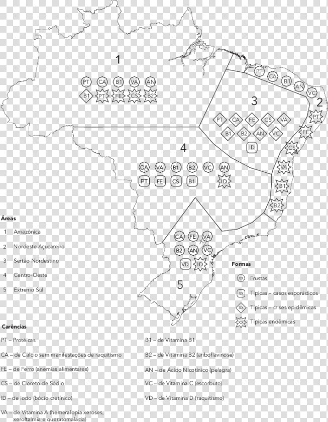 Mapa Das Principais Carências Nutricionais Existentes   Mapa Das Areas Alimentares Do Brasil  HD Png DownloadTransparent PNG