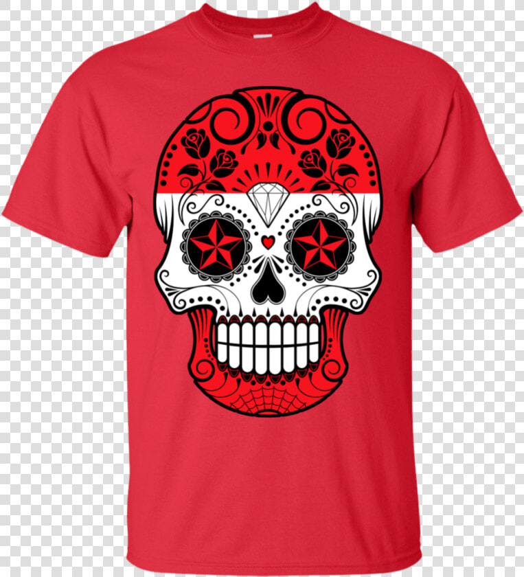 Austrian Flag Sugar Skull With Roses T Shirt  amp  Hoodie   Guns Dont Kill People The Government Does  HD Png DownloadTransparent PNG