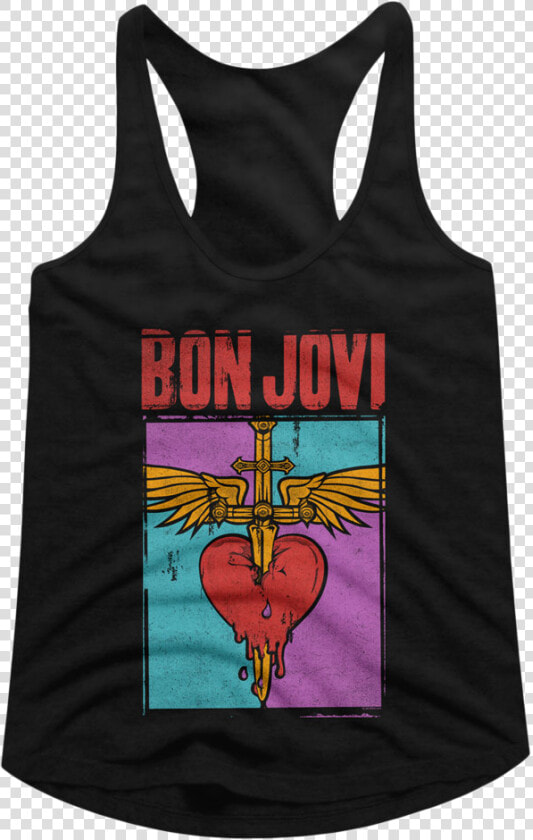 Distressed Logo Bon Jovi Racerback Tank Top   Police 81 82 Tour Ghost  HD Png DownloadTransparent PNG