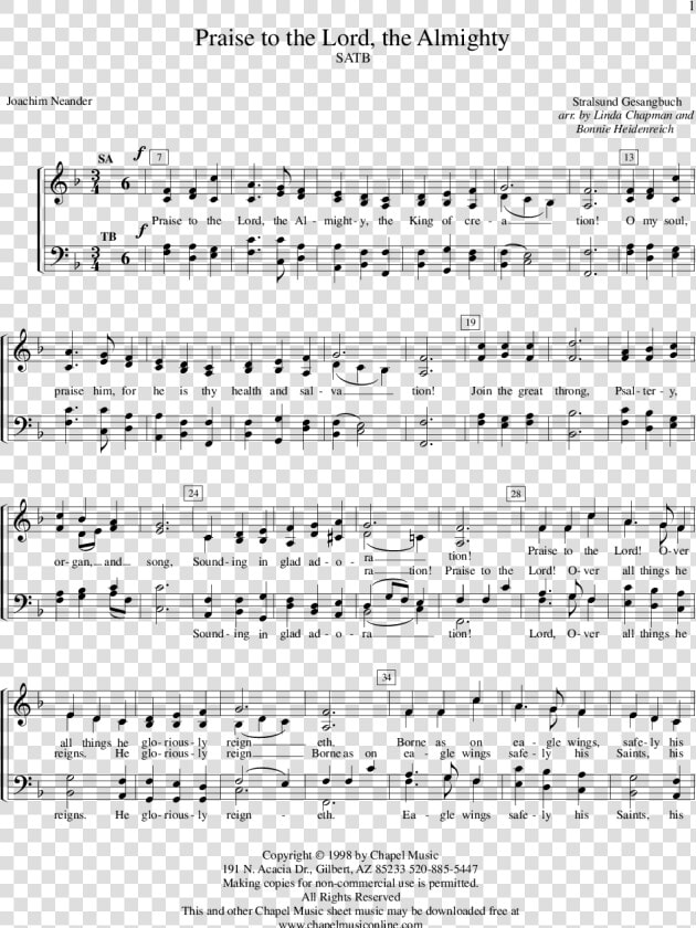 Transparent Praise And Worship Png   Acapella Praise To The Lord Sheet Music  Png DownloadTransparent PNG