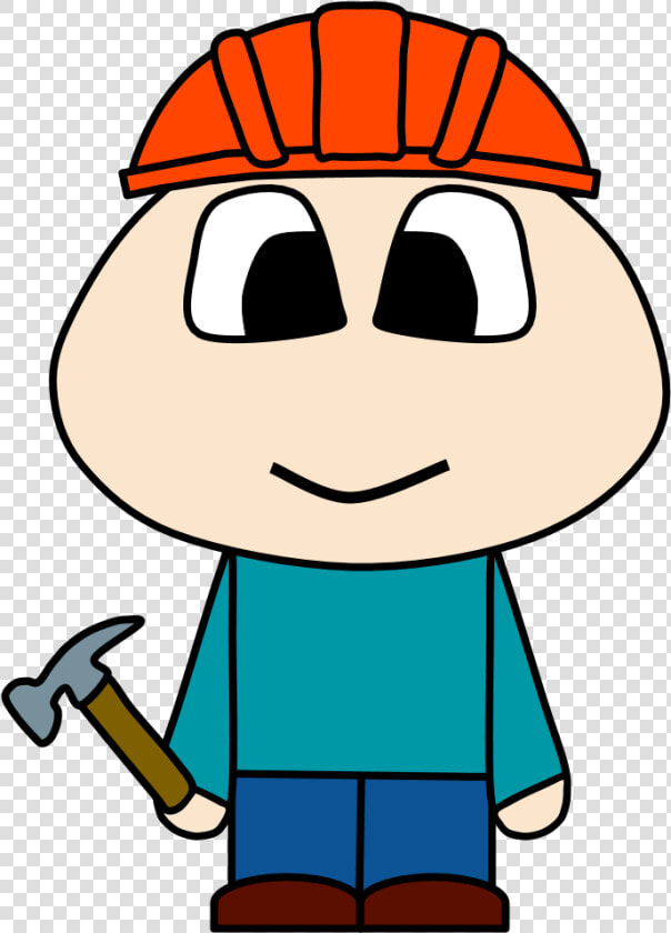 Construction Worker  Helmet  Hammer  Big Eyes  Cartoon   Cartoon Person With Stitches  HD Png DownloadTransparent PNG