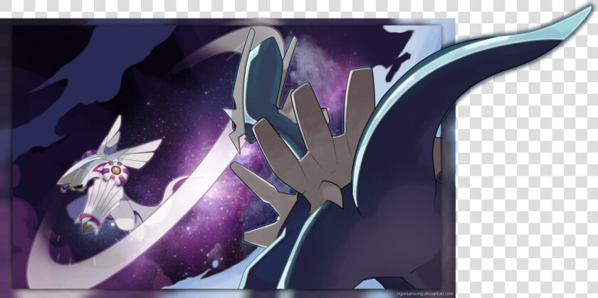  glitchpokemon  palkia  dialga Fan Art   Palkia And Dialga Fight  HD Png DownloadTransparent PNG