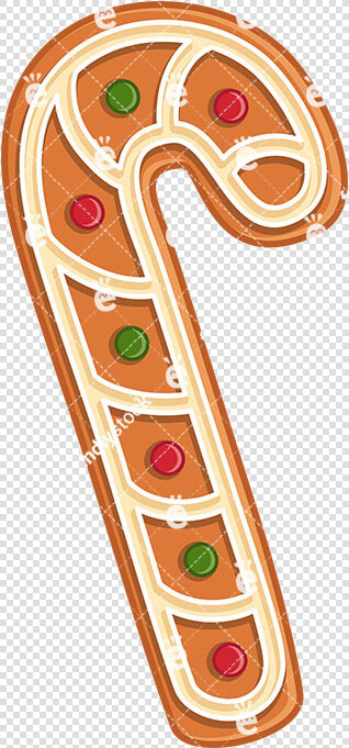 Candy Cane Gingerbread Christmas Cookie Isolated Vector   Gingerbread Candy Cane Clipart  HD Png DownloadTransparent PNG