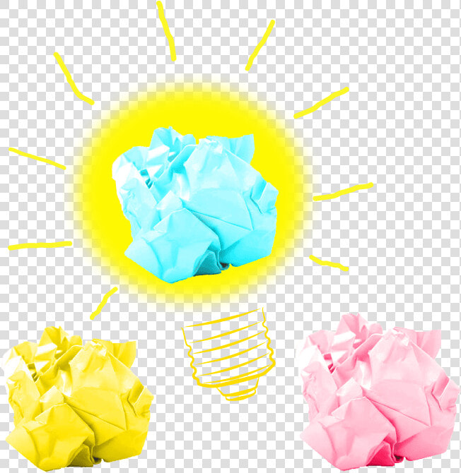 Brilliant Ideas Yellow Pink Blue Crumbled Paper Bulb   Rose  HD Png DownloadTransparent PNG