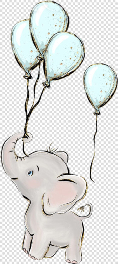  watercolor  elephant  balloons  baby  boy  babyanimals   Elephant With Balloons Clipart  HD Png DownloadTransparent PNG