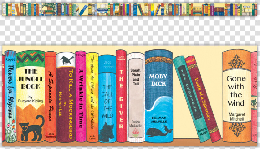 Tcry1520 Bookshelf Of The Classics Border Trim Image   Bulletin Board Bookshelf Classroom Display  HD Png DownloadTransparent PNG