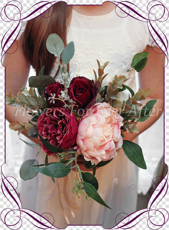 Silk Artificial Burgundy  Ivory  Navy And Pink Elegant   Flower Bouquet  HD Png DownloadTransparent PNG