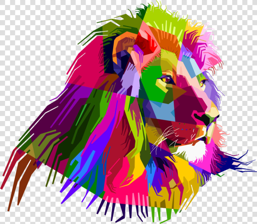 Art big Cats carnivoran   Iphone Wallpaper Colorful Lion  HD Png DownloadTransparent PNG