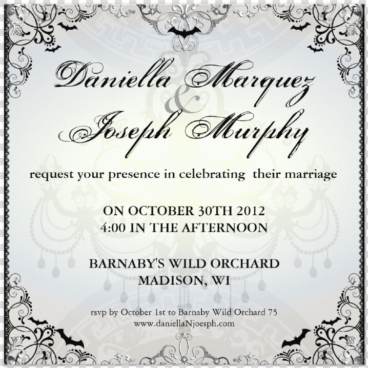 Fancy Gothic Bats Halloween Wedding Invites From Zazzle   Marriage Invitation Fancy  HD Png DownloadTransparent PNG