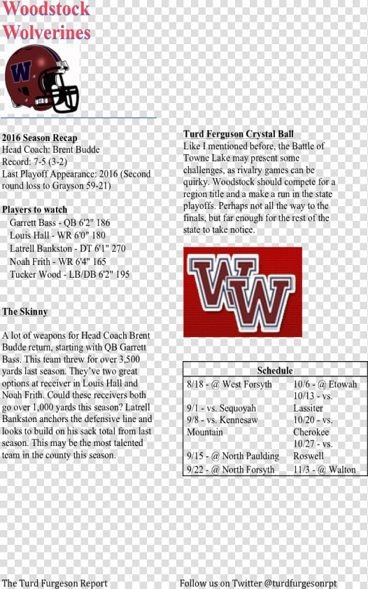 Woodstock Wolverines Preview   Greater Atlanta Christian School  HD Png DownloadTransparent PNG