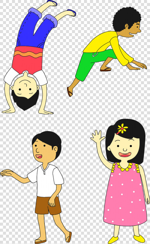 Boys Cartoon Children   Do A Handstand Clipart  HD Png DownloadTransparent PNG