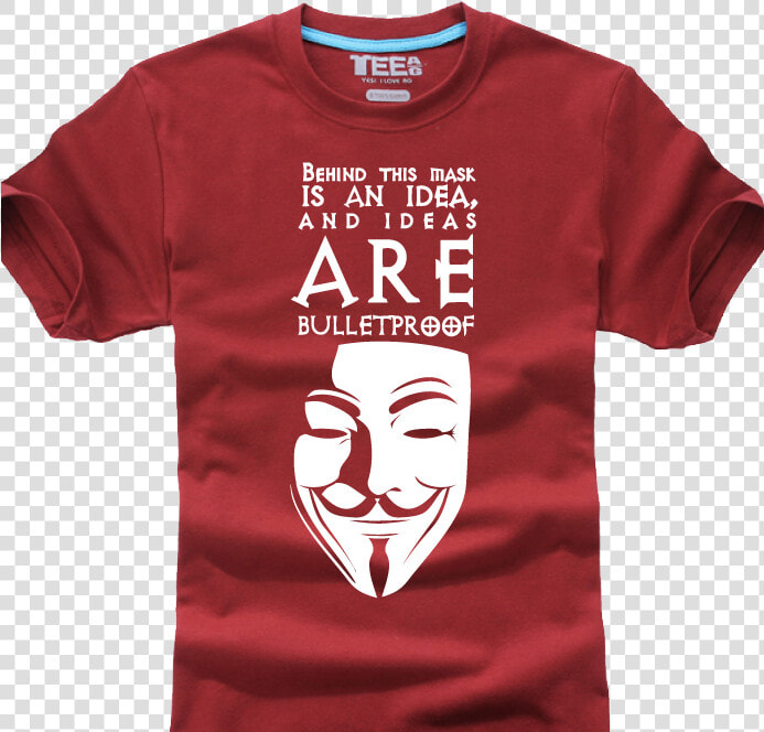 Bulletproof Burgundy T shirt   Guy Fawkes Mask  HD Png DownloadTransparent PNG