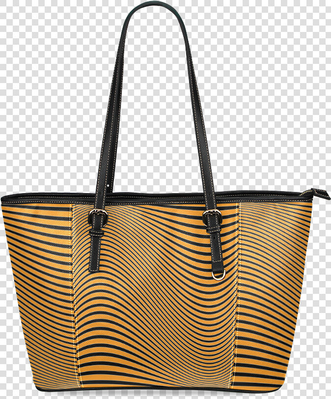 Orange And Black Wavy Lines Leather Tote Bag small   Alcohol Ink On Leather  HD Png DownloadTransparent PNG