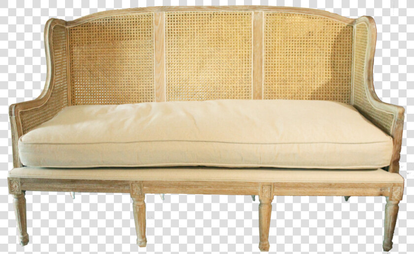 French Cane Back Sofa   Studio Couch  HD Png DownloadTransparent PNG