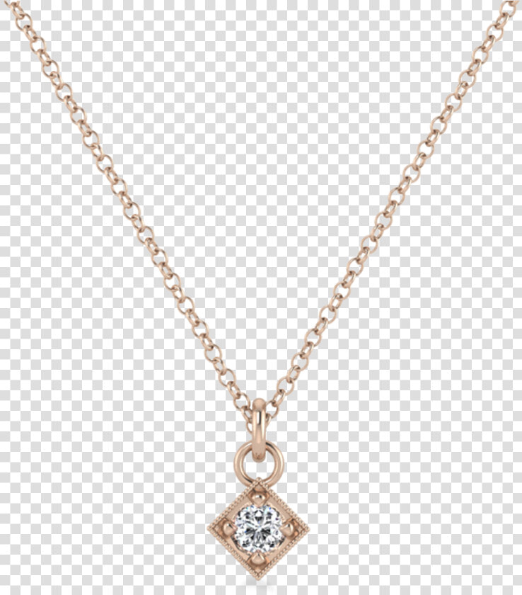 Tiny Square Diamond Necklace   Rolo Cable Gold Chain  HD Png DownloadTransparent PNG