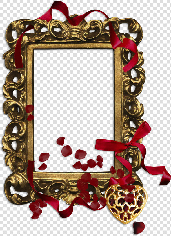 Gold Classic Transparent Png Frame With Red Ribbon   Transparent Red And Gold Frame  Png DownloadTransparent PNG