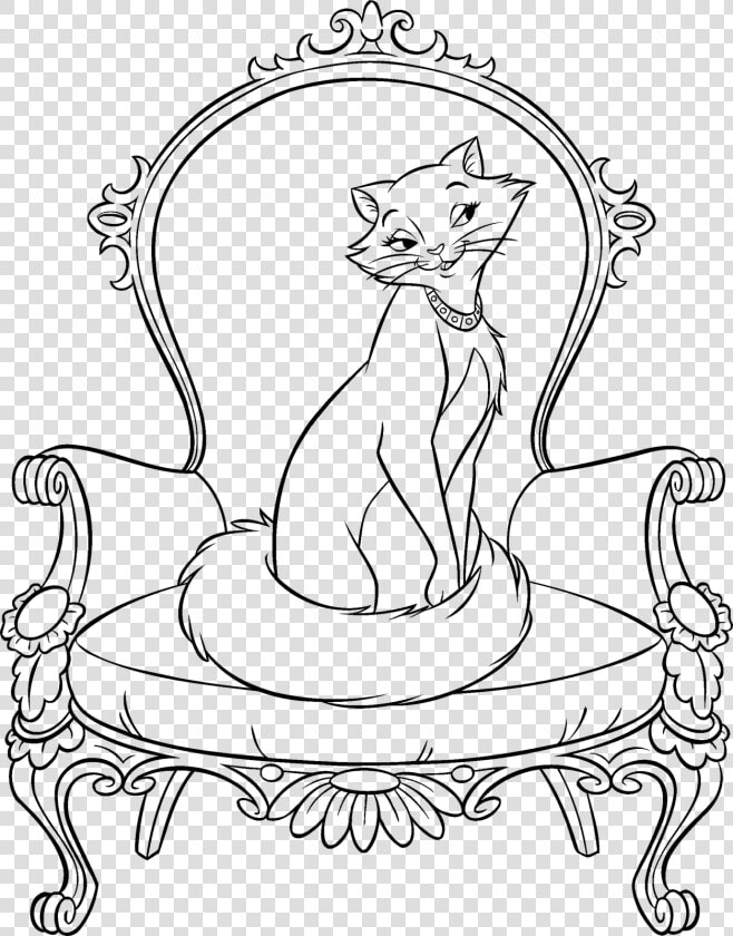 Transparent Mermaid Outline Png   Aristocats Coloring Pages  Png DownloadTransparent PNG