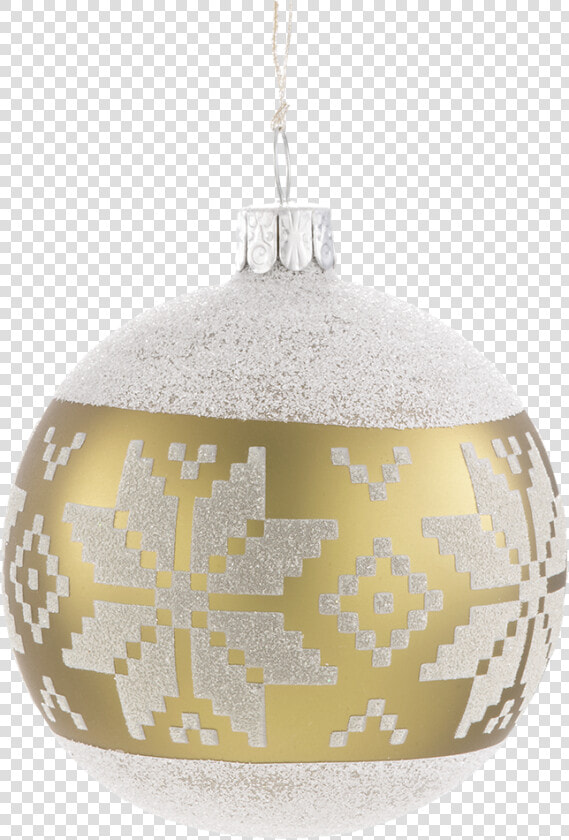 Glass Bauble Greenish Gold With White Pattern  7 Cm   Christmas Ornament  HD Png DownloadTransparent PNG