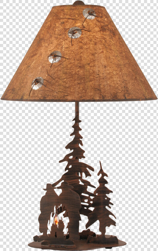 Rust Streak Cowboys Around Campfire Table Lamp W  Night   Nightlight  HD Png DownloadTransparent PNG