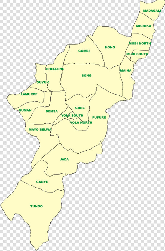 Transparent Nigeria Map Png   Map Of Adamawa State  Png DownloadTransparent PNG