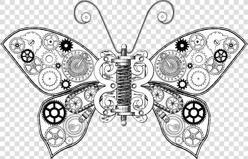 Because These Gears Are Black And They Are Png S On   Steampunk Butterfly Drawing  Transparent PngTransparent PNG