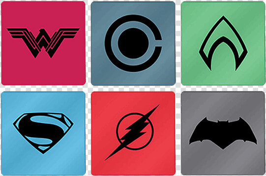 Set Of 6 Justice League Superman Batman Wonder Woman   Superman Logo  HD Png DownloadTransparent PNG