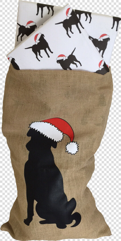 Hessian Christmas Sack With Image Of Labrador In Santa   Otter  HD Png DownloadTransparent PNG