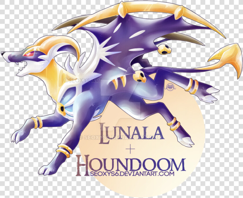 Lunala X Houndoom By Seoxys6   Cut Pokemon Fusion  HD Png DownloadTransparent PNG