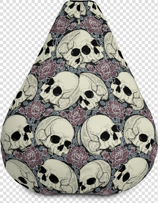 Skulls And Flowers Puffy Bean Bag Chair W  Filling  HD Png DownloadTransparent PNG