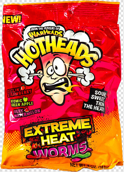 Warheads Hotheads Extreme Heat Worms 5oz 142g Bag Front   Snack  HD Png DownloadTransparent PNG