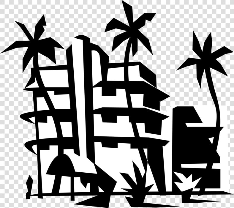 Vector Illustration Of Miami Beach Resort Hotel With   Resort Clipart Png  Transparent PngTransparent PNG