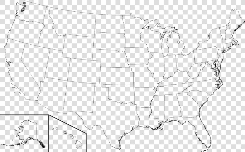 Transparent United States Clipart Black And White   High Resolution United States Map Blank  HD Png DownloadTransparent PNG