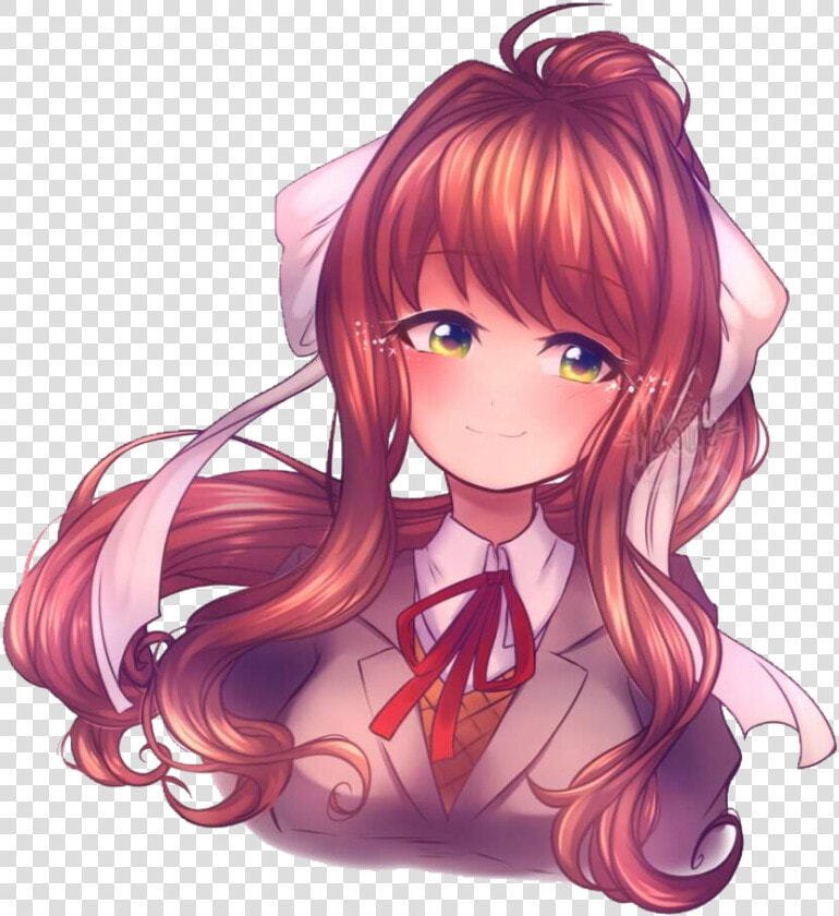  monika  ddlc  happy  cute  freetoedit   Doki Doki Literature Club Fanart Monika  HD Png DownloadTransparent PNG