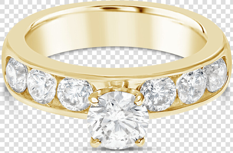 Propose Tonight 14k Yellow Gold Round Cut Diamond Pave   Engagement Ring  HD Png DownloadTransparent PNG