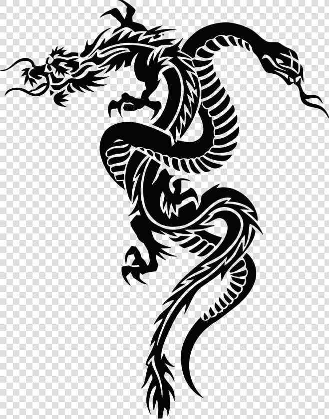 Tribal Dragon   Chinese Zodiac Snake Tattoo  HD Png DownloadTransparent PNG