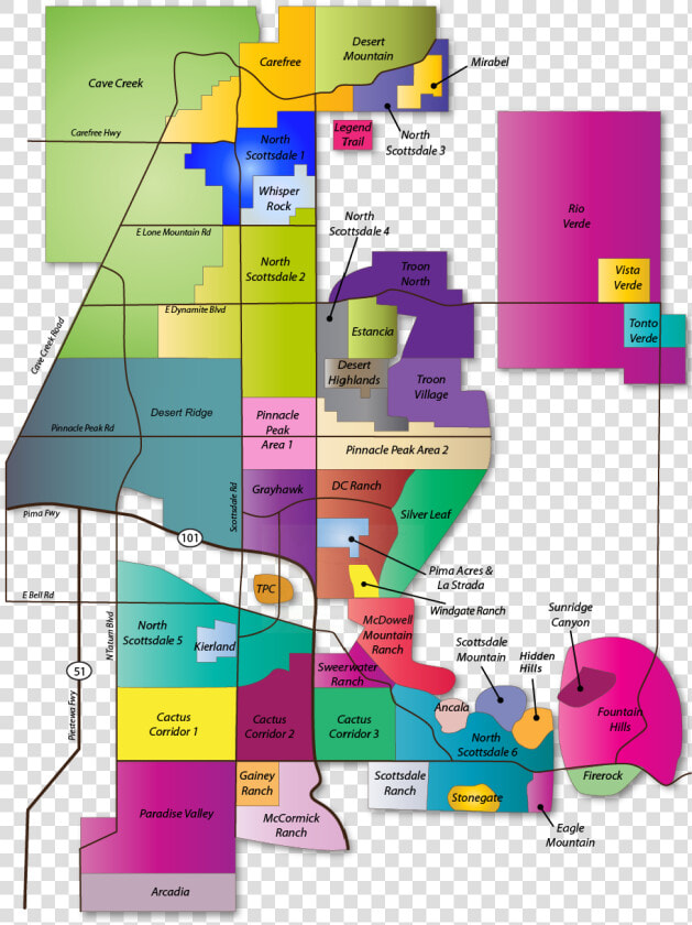 North Scottsdale Map   Phoenix Arizona Neighborhood Map  HD Png DownloadTransparent PNG