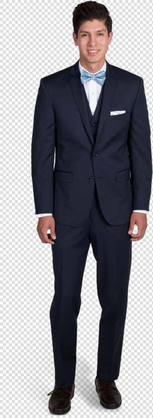 Navy Blue Notch Lapel Suit   Man Standing In A Suit  HD Png DownloadTransparent PNG