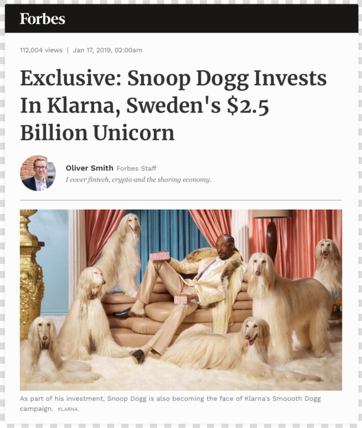 Forbes   Snoop Dogg Klarna  HD Png DownloadTransparent PNG