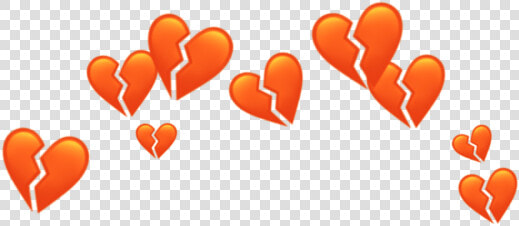  orange  heart  crown  heartcrown  aesthetic  tumblr   Broken Blue Heart Emoji  HD Png DownloadTransparent PNG