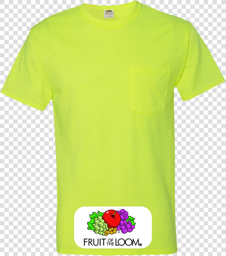 Fruit Of The Loom Custom Safety Green Pocket T Shirts  HD Png DownloadTransparent PNG