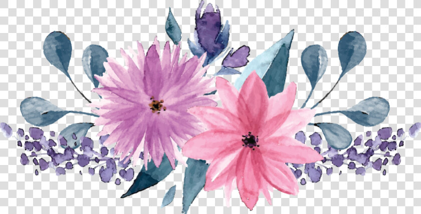 Pink Purple Flower   Free Floral Watercolor Elements  HD Png DownloadTransparent PNG