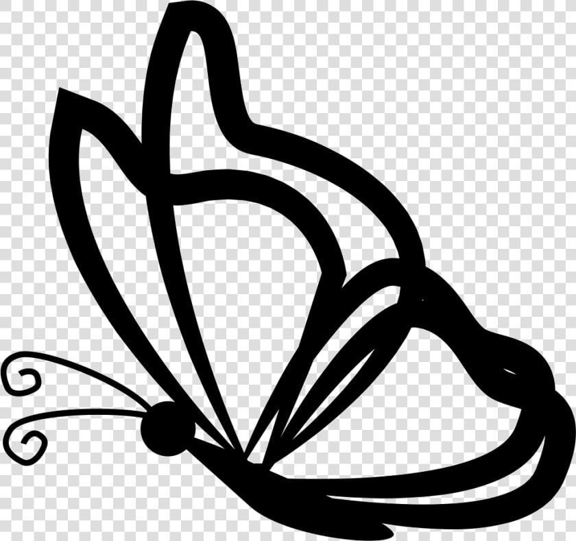 Butterfly With Transparent Wings Outlines From Side   Butterfly Side View Outline  HD Png DownloadTransparent PNG