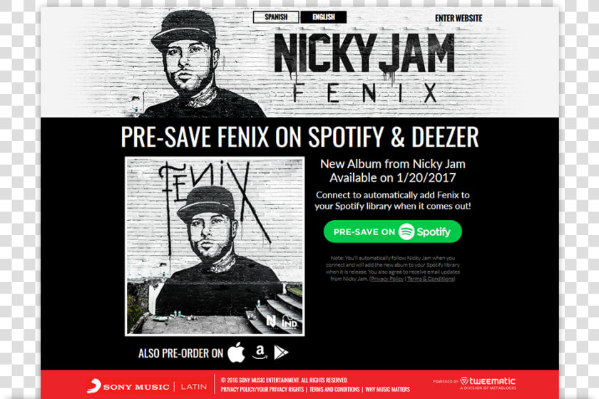 Nicky Jam Presave For Spotify   Pre Order Album Spotify  HD Png DownloadTransparent PNG