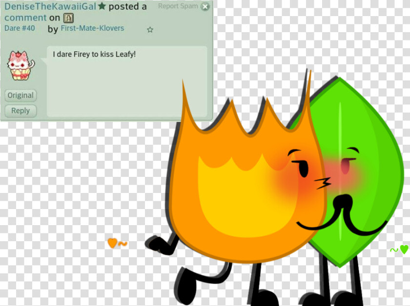 Press Question Mark To See Available Shortcut Keys   Bfdi Firey X Leafy  HD Png DownloadTransparent PNG