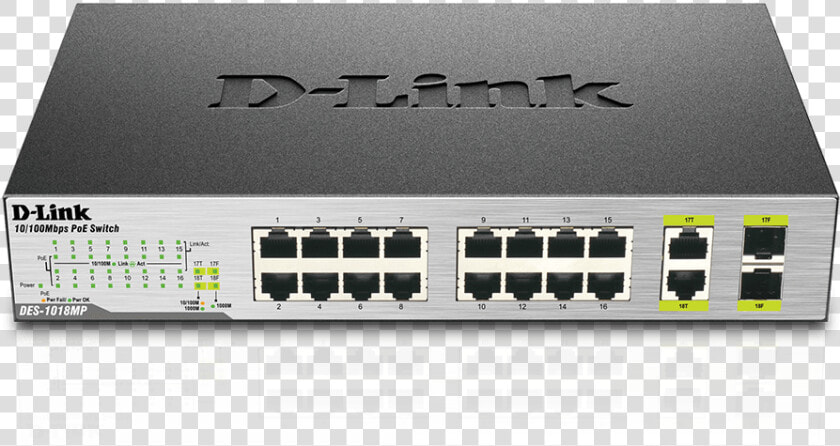 Des 1018mp 18 Port 10 100 Unmanaged Poe Switch With   Des 1018mp  HD Png DownloadTransparent PNG