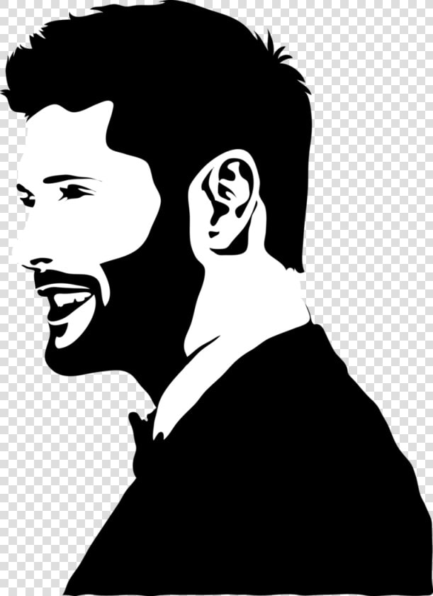 Person Silhouette 5 December Clip Art   Jensen Ackles Black And White Cartoon  HD Png DownloadTransparent PNG