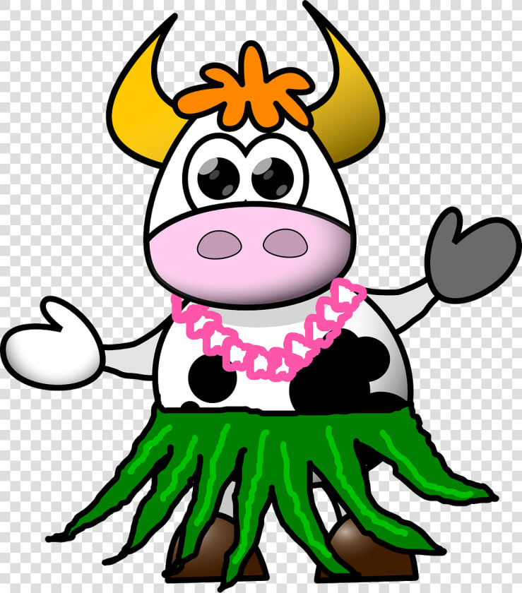 Cow  Cartoon  Skirt  Hula  Hawaiian Costume  Animal   Cartoon Cow  HD Png DownloadTransparent PNG