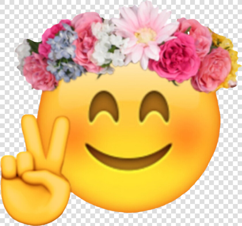 Emoji With Flower Crown   Png Download   Flower Crown Emoji Transparent  Png DownloadTransparent PNG